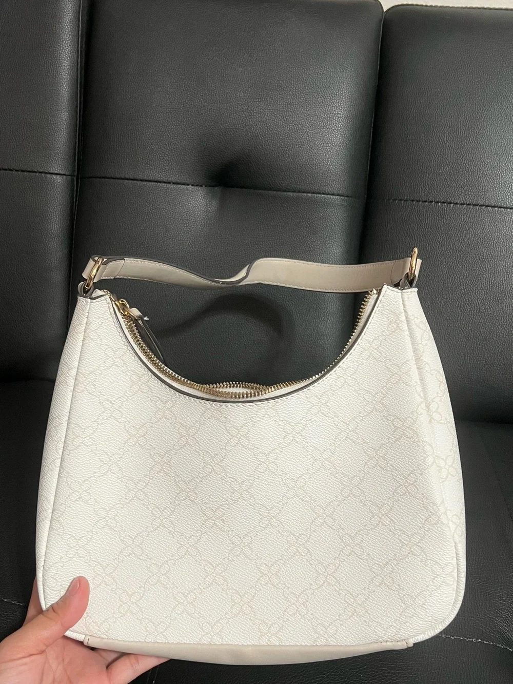 Nine West Off-White Shoulder Hobo with Gold Hardware